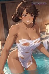 1girl ai_assisted ai_generated bath bathing big_ass blush bouncing_breasts bra_down brown_eyes brown_hair cowboy_shot dark_skin detailed_face doggy_style dutch_angle elm_ederne fucked_into_submission fucked_silly heart_eyes heart_shaped_pupils looking_at_viewer onsen outdoors partially_submerged pov rwby seductive_look seductive_smile solo source_anime steam steam_censor thicc_ass thicc_thighs torn_clothes towel vaginal_sex wants_to_fuck water wet_towel wide_hips