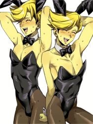 bulge bunnysuit closed_eyes deltarune flowery male_only sweat undertale_(series) yellow_skin