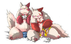 anthro bulge censored chibineco chubby claws erection feral fur furry gay male microsoft nintendo no_humans penis pokemon pokemon_(species) red_markings video_games white_fur xbox xbox_360 zangoose