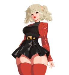 big_ass big_breasts big_butt blonde_female blonde_hair burnice_white jacket skirt smile stockings thick thick_ass thick_legs thick_thighs thighs zenless_zone_zero