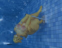 1girls alphys big_breasts blender breasts chubby crossover daemont92 deltarune female freediving lizard nude peril pulling solo the_backrooms the_poolrooms undertale undertale_(series) underwater voluptuous