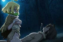 ai_generated blonde_hair brown_eyes dr.stone petite sex suika_(dr.stone) tagme video