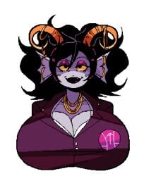 1girls homestuck homestuck_oc homestuck_troll huge_breasts humanoid logo oc silver_hair tagme ych ych_commission ykujo