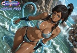 1girl absurd_resolution absurdres ai ai-created ai_art ai_generated anime_coloring avatar_legends bare_arms bare_shoulders bikini black_hair blue_bikini blue_eyes breasts choker clavicle cleavage cowboy_shot curvy dark-skinned_female dark_skin detailed_background dynamic_angle dynamic_pose exhibitionism exibitionism exited explicit female_focus glossy glossy_body glossy_skin gorgeous hentai hi_res high_contrast high_quality high_resolution in_heat korra large_breasts long_hair looking_at_viewer midriff navel nsfw outdoors patreon perfect_anatomy pervert_female plump ponytail presenting rating_explicit rocks sexy sexy_body sexy_female sexy_pose smile soft_shading solo source_anime standing swimsuit tattoo teasing teasing_viewer the_avatar the_legend_of_korra thick_thighs voluptuous voluptuous_body voluptuous_female water water_magic water_tribe waterbending waterfall wet wet_skin wide_hips
