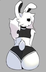 ass black_eyes bunny_girl cube_459_(geometry_dash) digital_media_(artwork) female_only geometry_dash shorts white_fur