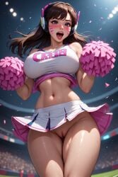 1girls ai_generated blizzard_entertainment brown_hair cheerleader cheerleader_uniform d.va female female_focus female_only hana_song korean korean_female overwatch self_upload solo solo_female solo_focus video_games