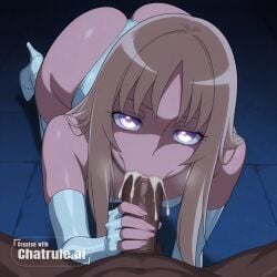 1girl 4k 8k absurd_res african_male aged_down ai_assisted ai_generated all_the_way_to_the_base anime_coloring anime_screencap aquila_yuna arrogant beautiful beautiful_eyes beautiful_face big_ass black_choker blacked blonde_hair blue_eyes brat bratty breath brown_hair bubble_butt choker cleavage coy cum_dump cum_dumpster cum_filled cum_in_mouth cum_overflow cum_splatter cum_string curvy dark dark_skin_male deepthroat detailed detailed_background detailed_eyes detailed_face long_hair purple_eyes screencap yuna