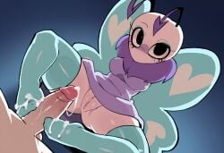 1boy 1girls absurd_res ai_generated antennae anthro blue_eyes blue_stockings blue_wings blushcrunch_studio bottomless butterfly butterfly_wings clothed_female_nude_male colored_skin cum cum_on_feet dandy's_world dandys_world dress duo falsegate flutter_(dandy's_world) footjob fur furry hetero highres human_male humanoid leaning_back light-skinned_male looking_at_viewer medium_breasts no_arms no_mouth non-human nude_male pink_fur pink_skin purple_dress pussy roblox self_upload sitting stable_diffusion stockings straight thick_thighs twitter_link uncensored upskirt wide_hips wings