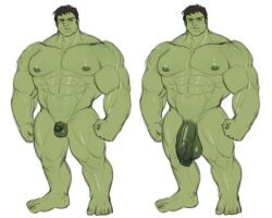 ashikaga0112 balls bara flaccid hulk hulk_(series) male male_only marvel marvel_comics muscles muscular nude penis solo solo_male