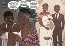1boy 1boy1girl 1girls age_progression before_and_after bride dark-skinned_female dark-skinned_male dark_skin duo english_text happy_ending hetero incest milf mother_and_son not_enough_milk_(artist) pregnant pregnant_belly red_lipstick suit text