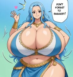 bikini blue_hair huge_ass huge_breasts nefertari_vivi