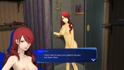 1girl 1girls 3d 3d_(artwork) annoyed annoyed_expression boobs breasts dorm dorm_room dormitory embarrassed embarrassed_expression embarrassed_female embarrassed_nude_female enf long_hair looking_at_viewer mitsuru_kirijo naked naked_female nude nude_female persona_3 persona_3_reload red_hair red_head redhead sfm shower shower_curtain socartos source_filmmaker talking_to_viewer tits