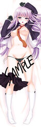 1girls blush braid breasts dakimakura danganronpa female female_only gloves kirigiri_kyouko long_hair navel necktie necktie_between_breasts ninoko nipples panties panty_pull purple_eyes purple_hair sample skirt skirt_around_one_leg socks solo straight_hair text underwear