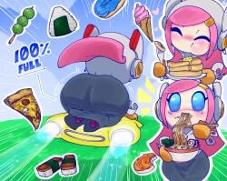 1girls ass blue_eyes eating fat_ass hexanne kirby_(series) permafrost_(artist) pink_hair solo susie_(kirby)