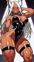 1girl ai_generated animated animated_image big_breasts black_leotard blowing_kiss boku_no_hero_academia boku_no_hero_academia_(finale) breasts cameltoe dancing dark-skinned_female dark_skin female female_focus female_only flirty humanoid jorgecarlosai kissing legs leotard long_hair mirko muscular muscular_female muscular_thighs my_hero_academia my_hero_academia_(finale) nail_polish painted_nails posing quirk_(mha) quirked_human_(my_hero_academia) rabbit_ears rabbit_girl rabbit_humanoid rabbit_tail red_eyes rumi_usagiyama sexy smile spotlight standing straps tagme teeth thigh_strap thighs toned toned_female usagiyama_rumi video watermark white_hair