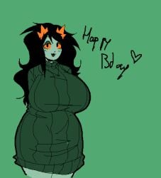 background homestuck homestuck_oc homestuck_troll huge_breasts sweater_only tagme troll ykujo