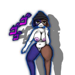 breasts chubby_belly jojo_pose lines meow_skulls_(fortnite) thick_thighs