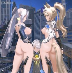 3girls big_ass big_breasts butt comparing eggsnsfw half-dressed hoyoverse jealous nude sad_face sigrid_(zenless_zone_zero) sunbringer_(zenless_zone_zero) tail thighs velina_(zenless_zone_zero) zenless_zone_zero