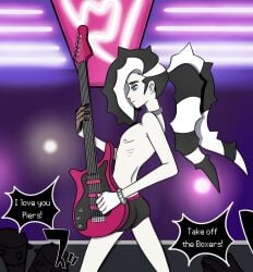 boxer_briefs calvin_klein exhibitionism guitar kneevirus male_focus pale_skin performance piers_(pokemon) pokemon pokemon_ss self_upload stage team_yell text twink