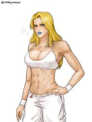 abs after_workout armpit armpits arms bare_arms bare_shoulders big_breasts blonde blonde_female blonde_hair blue_eyes blue_lipstick boobs boobs_focus breast_focus breasts breasts_focus charm charm_(object) cleavage emma_frost exhausted exhausted_female huge_breasts implied_yuri large_breasts light_skin light_skinned_female looking_at_viewer marvel marvel_comics midriff mommy mutant_(marvel) name_tattoo overflowing_breasts shoulders skinny skinny_female spicycheese sports_bra sweat sweating sweating_body sweating_female sweatpants sweaty sweaty_body sweaty_breasts sweaty_female tattoo tattoo_on_chest tits tits_focus toned toned_body toned_female toned_stomach white_queen workout workout_clothes workout_clothing workout_inspo wristband x-men