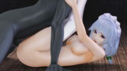 16:9 1boy 3d @oz animated approximated_aspect_ratio blue_hair bouncing_breasts braid breasts censored female indoors legs_up looking_at_viewer lying maid maid_headdress moaning monster nipples nude on_back on_floor open_mouth penis sakuya_izayoi sex short_hair skindentation thighhighs touhou twin_braids vaginal_penetration viennese_oyster white_legwear