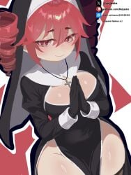 1girls 2d 2d_(artwork) belly big_breasts big_thighs breasts cleavage cleavage_cutout clothed clothed_female clothing cross cross_necklace curvaceous curvy curvy_female curvy_figure eyelashes fat_thighs female female_only fully_clothed gloves hourglass_figure huge_thighs kasane_teto large_breasts large_thighs necklace no_bra no_panties nun nun's_habit nun_outfit plump plump_thighs red_eyes red_hair reijasko revealing_clothes sexy_nun shiny_breasts shiny_thighs skimpy skimpy_clothes slim_waist slutty_outfit solo solo_female thick_thighs thighs twin_drills utau voluptuous voluptuous_female wide_hips