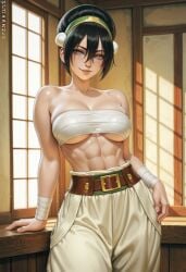 1girls ai_generated avatar_legends avatar_the_last_airbender black_hair blind empty_eyes tagme toph_bei_fong