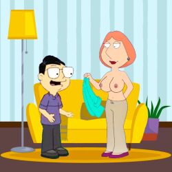 big_breasts edit erect_nipples family_guy lois_griffin no_bra ready_for_sex