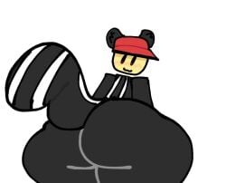 costume fat_ass femboy male nick_hackinson presenting_ass presenting_hindquarters roblox roblox_avatar robloxian showing_ass skunk skunk_ears skunk_tail visor