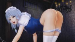 16:9 3d @oz animated approximated_aspect_ratio ass bottomless censored panties panty_pull pussy sakuya_izayoi spanked touhou underwear whip whip_marks whipped whipping