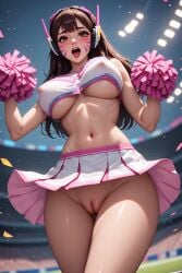 1girls ai_generated blizzard_entertainment brown_hair cheerleader cheerleader_uniform d.va female female_focus female_only hana_song korean korean_female overwatch self_upload solo solo_female solo_focus video_games