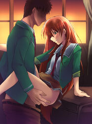 akai_homura clothed_sex faceless_male kaiga orange_hair school_uniform sex tokimeki_memorial tokimeki_memorial_2