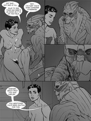 after_sex alien breasts comic commander_shepard cum female femshep garrus_vakarian greyscale human male mass_effect reginaprimata turian uncensored