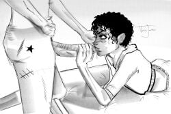 2boys black_hair blowjob celebrity cum cum_in_mouth curly_hair gay male/male male_focus male_only michael_jackson musician oral real_person yaoi