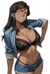 1girls ai_generated avatar_legends avatar_the_last_airbender blue_eyes brown_hair dark-skinned_female korra tagme the_legend_of_korra