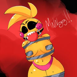 animatronic animatronic_female ball_gag ball_gagged beakless chicken chicken_girl covered_nipples female five_nights_at_freddy's five_nights_at_freddy's_2 fnaf gagged gagged_female naked naked_female phasianid robot robot_girl scottgames tape_on_nipples taped_nipples tied_up tied_up_female toy_chica_(fnaf) yellow yellow_skin