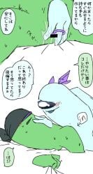 among_us among_us_cyan among_us_green bodily_fluids buttplug buttplug_insertion spread_legs