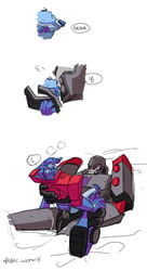 megatron optimus_prime red_eyes simple_background tagme transformers translation_request wcomix white_background yaoi