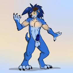 1boy aggrobadger anthro anthro_only balls erection fursuit hedgehog human humanoid_penis male male_only nude penis solo transformation