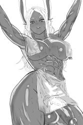 2d 2d_(artwork) abs after_bath arms_up balls belly_button big_balls boku_no_hero_academia bunny_ears dark-skinned_futa dark_skin dominant dominant_female female futa_only futanari greyscale huge_cock intersex looking_at_viewer mirko miruko mommy monochrome muscular muscular_futa my_hero_academia naked navel nude penis rabbit_ears rumi_usagiyama shaded shiny_skin sweat sweatdrop sweating thick_thighs thighs toned toned_female towel towel_around_neck towel_only veiny_penis white_hair
