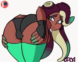 animated animated_gif ass ass_focus ass_grab ass_spread bent_over big_breasts breasts breasts_out cephalopod cephalopod_humanoid cute dark-skinned_female dark_skin darkprincess04 fingerless_gloves gif green_eyes green_socks marina_(splatoon) marine marine_humanoid mollusk mollusk_humanoid nintendo octarian octoling panties presenting presenting_ass presenting_hindquarters splatoon splatoon_(series) splatoon_2 suction_cups tentacle tentacle_hair topless topless_female visible_pussy
