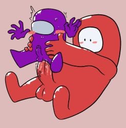 among_us among_us_purple blush fall_guy fall_guys gay gay_sex male male/male male_on_male non_human non_human_face penis penis_in_ass size_difference smthingjapanese