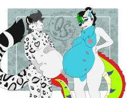 andromorph andromorph_anthro anthro areola belly belly_nipples big_belly biped black_sclera blue_body blue_fur both_pregnant canid canine canis clitoral_hood darkdukewolf domestic_dog dragon duo ear_piercing elissabeth_(darkdukewolf) felid female female_anthro fur gauged_ear genitals grey_body grey_fur hair hand_on_belly hand_on_hip heart_(marking) heterochromia highlights_(coloring) humanoid_genitalia humanoid_vulva hybrid intersex intersex_anthro leopard_spots long_hair long_tail mammal markings multi_nipple multicolored_body multicolored_fur multicolored_tail multiple_pregnancies mythological_creature mythological_scalie mythology navel neck_tuft nipples pantherine piercing ponytail pregnant pregnant_andromorph pregnant_anthro pregnant_female pregnant_intersex scalie simple_background snow_leopard spots tail tuft two_tone_body two_tone_fur vulva white_body white_fur