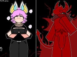 block_tales bunny_ears dick hatred_(block_tales) horns ibispaintx lilac_hair rainzyalchie red_skin roblox roblox_avatar rubie_galian tail