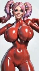 ai-created ai_art ai_generated big_breasts big_breasts big_breasts boobs_bigger_than_head breasts breasts dancer dancing game gigantic_breasts huge_boobs huge_breasts huge_breasts juliet_starling latex lollipop_chainsaw red_latex tagme tits_bigger_than_head video