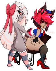 alastor_(hazbin_hotel) hazbin_hotel sqwdink vaggie_(hazbin_hotel)
