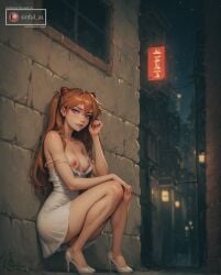 1girls ai_generated aisinful alley ass ass asuka_langley_sohryu big_ass big_breasts big_butt breasts female female_only hi_res medium_breasts neon_genesis_evangelion nipples pussy pussy_juice solo street thick_thighs thighs twintails wide_hips