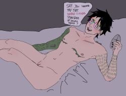 androgynous black_hair date_everything enby glasses mac_(date_everything) naked nerd non-binary nonbinary pussy transgender vibrator
