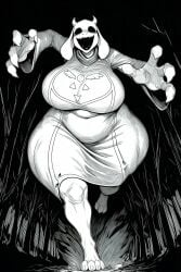 ai_generated ass black_eyes black_tongue breasts chasing deltarune deltarune_(symbol) doppelganger female hollow_eyes horror horror_(theme) huge_ass huge_breasts huge_hands running sprinting stretched_limb stretched_mouth thick_thighs toriel undertale why_did_i_make_this