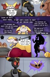 3girls anthro anthro_only artist_name artist_signature ass ass_focus black_eyes black_fur black_pupils blossonflower braixen breasts brown_fur brown_panties bubble_butt female female_only furry gigantic_ass grey_topwear gym gym_clothes gym_equipment gym_shorts gym_uniform huge_ass inanimate inanimate_transformation large_ass large_breasts large_ears large_tail lopunny machine magic panties pink_pupils pink_shorts pink_topwear pokemon pokemon_(species) purple_eyes red_eyes red_shorts revenge scared_expression smiling speech_bubble sticking_out_tongue struggling surprised_expression sweatdrop sweating sweaty sweaty_ass sweaty_body tail tanktop thought_bubble tired transformation treadmill umbreon white_fur yellow_fur yoga_pants